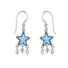 New! Blue Star w/ Crystals Earrings